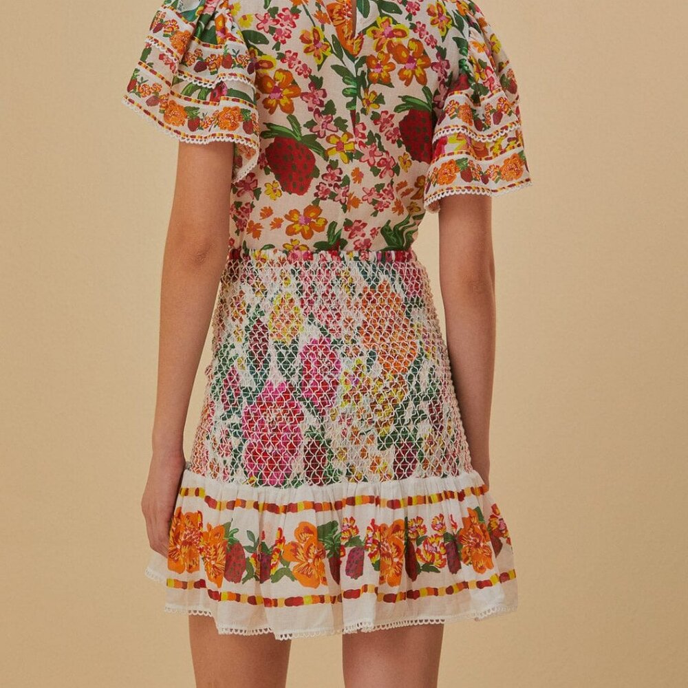 FARM Rio Off White Sketch Mini Skirt - Picture 2 of 5